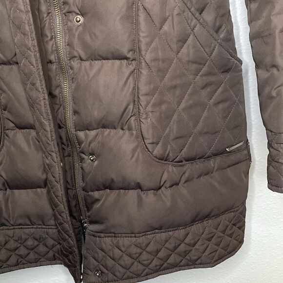 Kenneth Cole Reaction Brown Quilted Down Filled Jacket Parka Coat Size Small - Picture 4 of 13